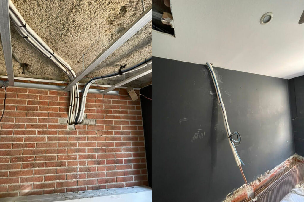 installation finale des câbles et réseaux avant installation de la climatisation